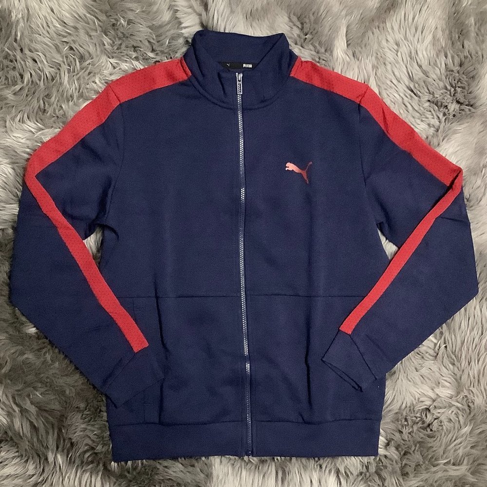 Puma | Men's Zip Up Sweater | Navy and Red